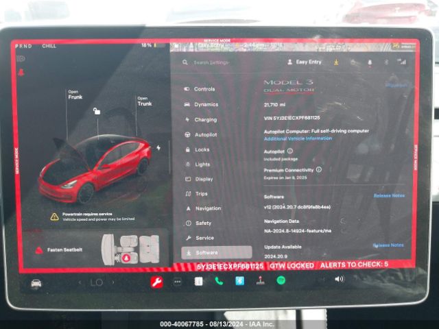 5YJ3E1ECXPF681125 Tesla Model 3 Performance Dual Motor All-wheel Drive