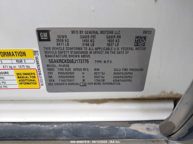 5GAKRCKD9EJ173776 Buick Enclave Premium
