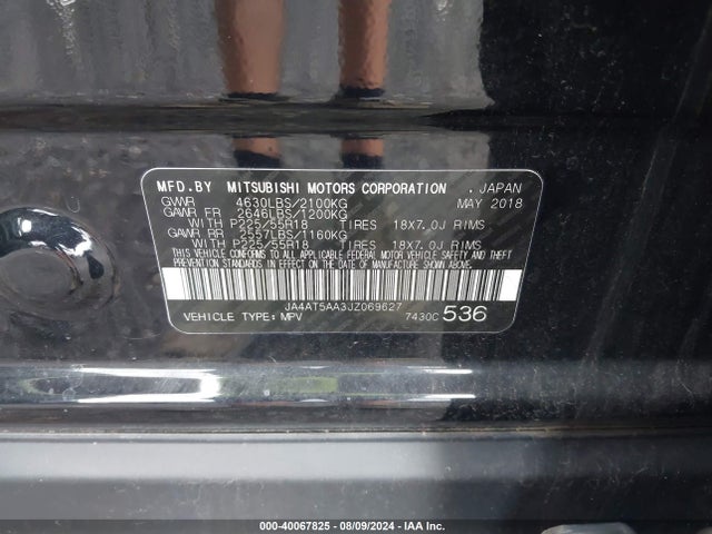 JA4AT5AA3JZ069627 Mitsubishi Eclipse Cross Se/sel