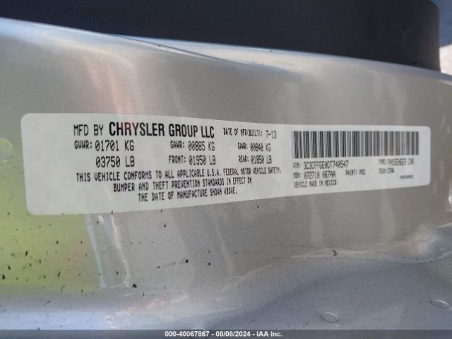 2013 FIAT 500E 3C3CFFGE0DT740547 Photo 8