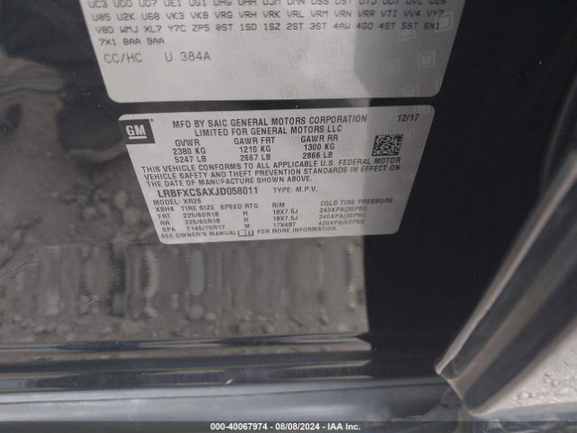 LRBFXCSAXJD058011 Buick Envision Preferred