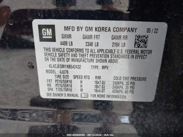 KL4CJESM1NB542432 Buick Encore Awd Preferred