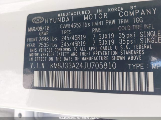 KM8J33A24JU705810 Hyundai Tucson Value
