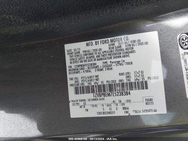 Ford Mustang V6 2014 1ZVBP8EM7E5238384 Image 9