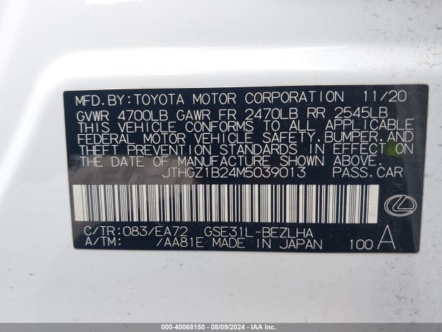 JTHGZ1B24M5039013 Lexus Is 350 F Sport