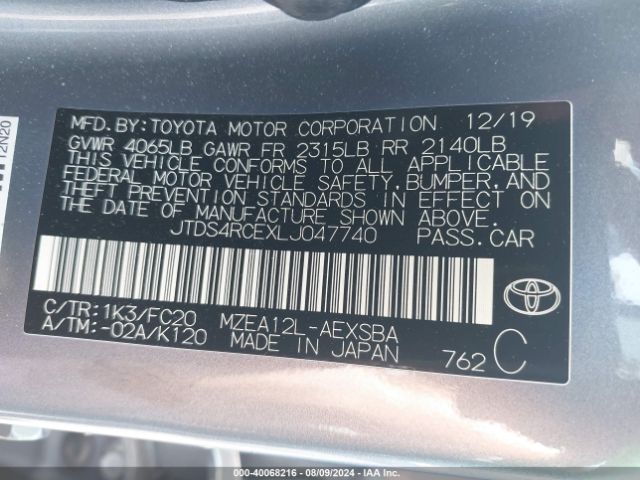 JTDS4RCEXLJ047740 Toyota COROLLA SE