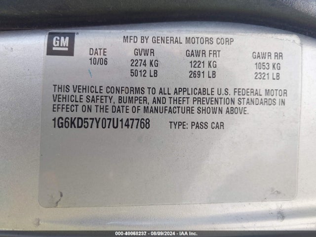 2007 CADILLAC DTS 1G6KD57Y07U147768 Photo 8