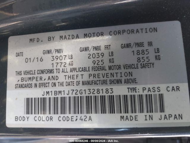 JM1BM1J72G1328183 Mazda Mazda3 I Sport