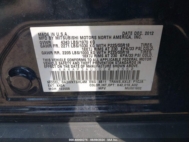 2013 MITSUBISHI OUTLANDER SPORT 4A4AP3AU6DE012660 Photo 8