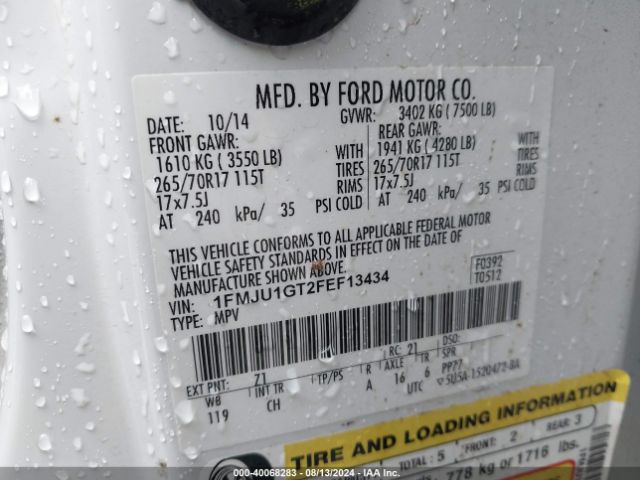 1FMJU1GT2FEF13434 Ford Expedition Xl