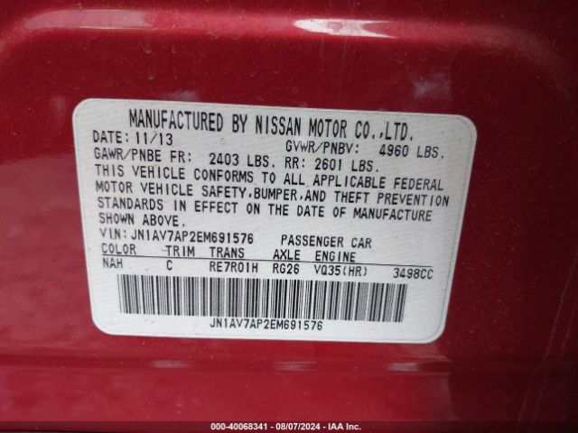 JN1AV7AP2EM691576 Infiniti Q50 Hybrid Premium
