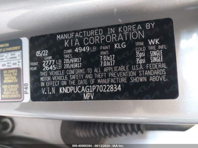 KNDPUCAG1P7022834 KIA Sportage Hybrid Lx