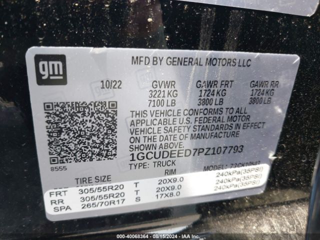1GCUDEED7PZ107793 Chevrolet Silverado 1500 4wd  Short Bed Rst