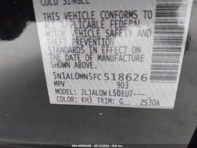 5N1AL0MN5FC518626 Infiniti QX60