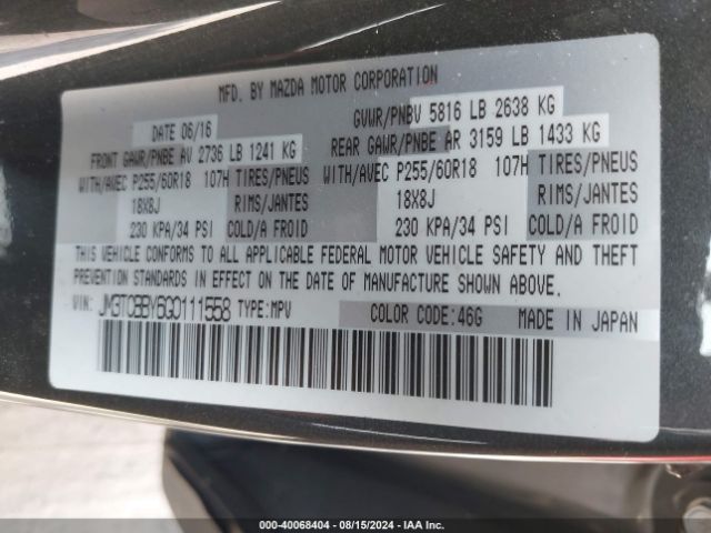 JM3TCBBY6G0111558 Mazda CX-9 SPORT