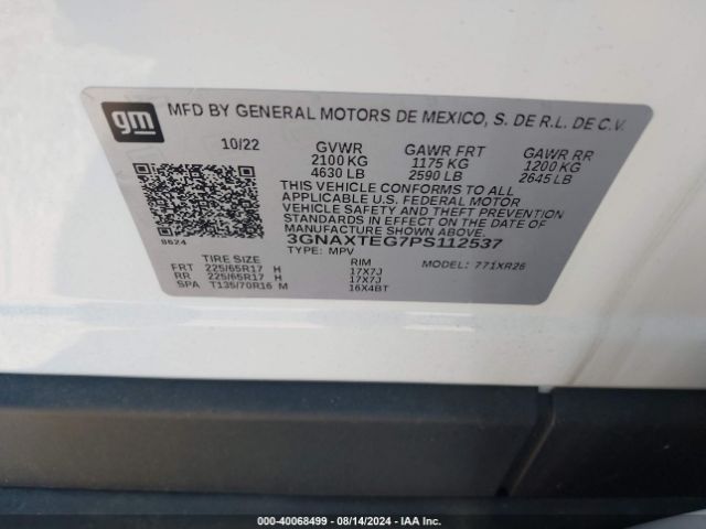 3GNAXTEG7PS112537 Chevrolet Equinox Awd 2fl