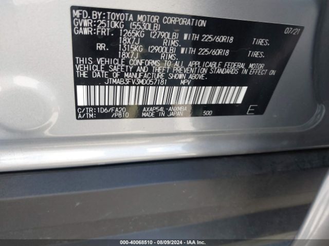 JTMAB3FV3MD057181 Toyota Rav4 Prime Se