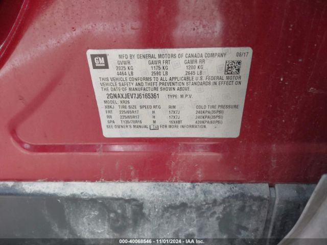 2GNAXJEV7J6165361 Chevrolet EQUINOX LT