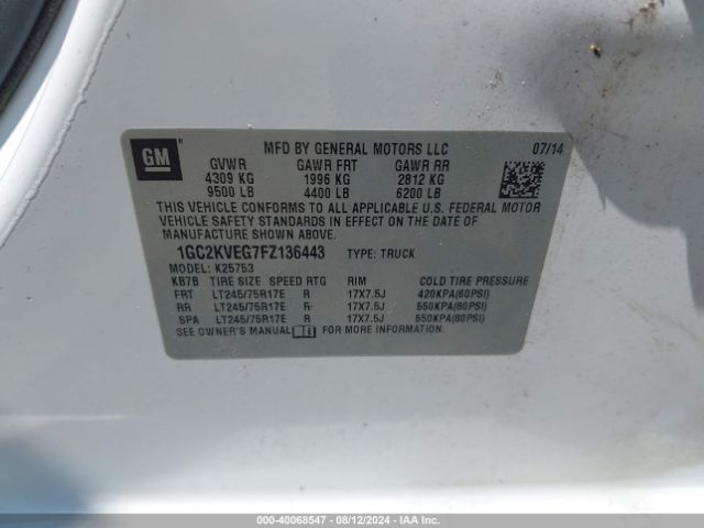 1GC2KVEG7FZ136443 Chevrolet Silverado 2500hd Lt