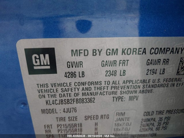 KL4CJBSB2FB083362 Buick Encore Convenience