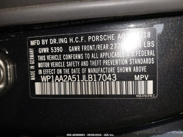 2018 PORSCHE MACAN WP1AA2A51JLB17043 Photo 8