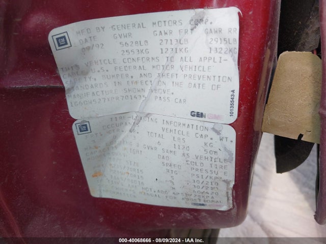 1993 CADILLAC FLEETWOOD 1G6DW527XPR701435 Photo 8