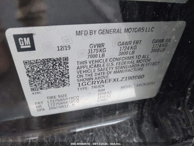 1GCRYAEFXLZ190960 Chevrolet Silverado 1500 4wd Double Cab Standard Bed Wt