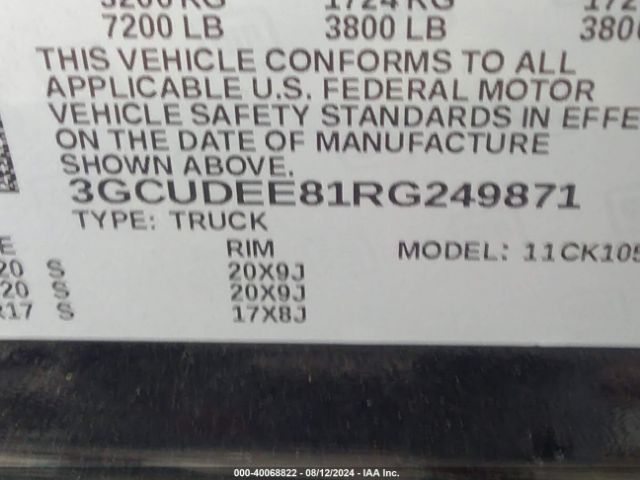 3GCUDEE81RG249871 Chevrolet Silverado 1500 4wd  Short Bed Rst
