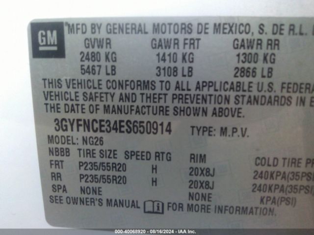3GYFNCE34ES650914 Cadillac Srx Performance Collection