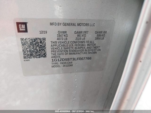 1G1ZD5ST3LF067766 Chevrolet Malibu Fwd Lt