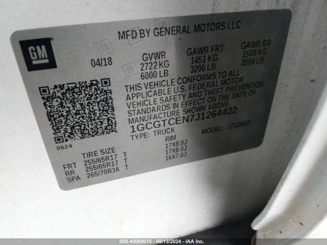 1GCGTCEN7J1264422 Chevrolet Colorado Lt
