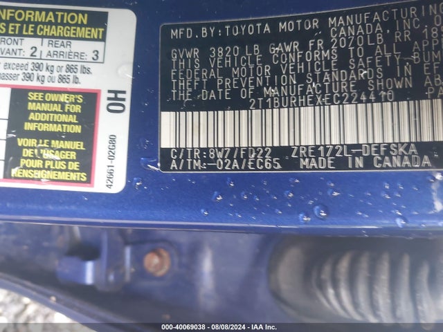 Toyota Corolla S Plus 2014 2T1BURHEXEC224410 Image 9