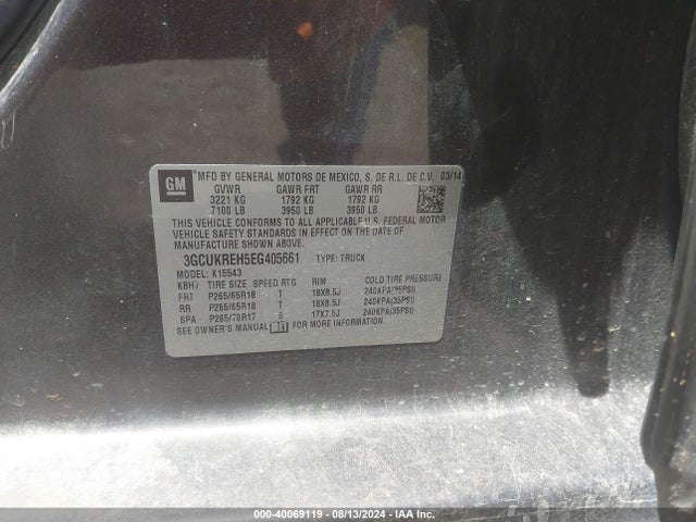 Chevrolet Silverado 1500 2lt 2014 3GCUKREH5EG405661 Image 9