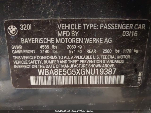 WBA8E5G5XGNU19387 BMW 320i Xdrive