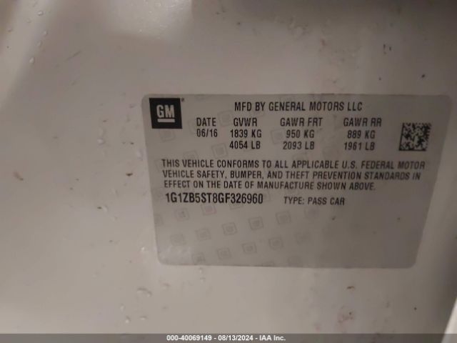 1G1ZB5ST8GF326960 Chevrolet MALIBU LS