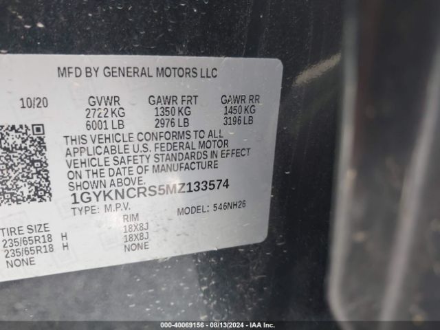 1GYKNCRS5MZ133574 Cadillac Xt5 Fwd Premium Luxury