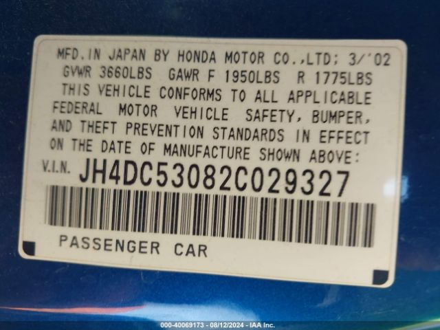 2002 ACURA RSX JH4DC53082C029327 Photo 8