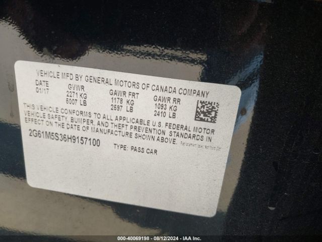 2G61M5S36H9157100 Cadillac XTS LUXURY