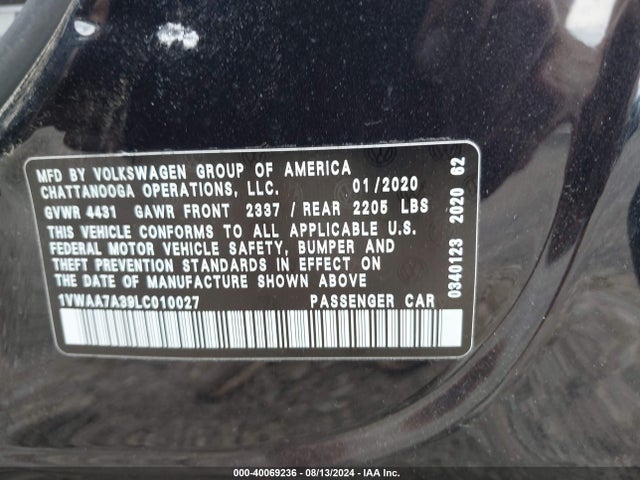 1VWAA7A39LC010027 Volkswagen Passat 2.0t S