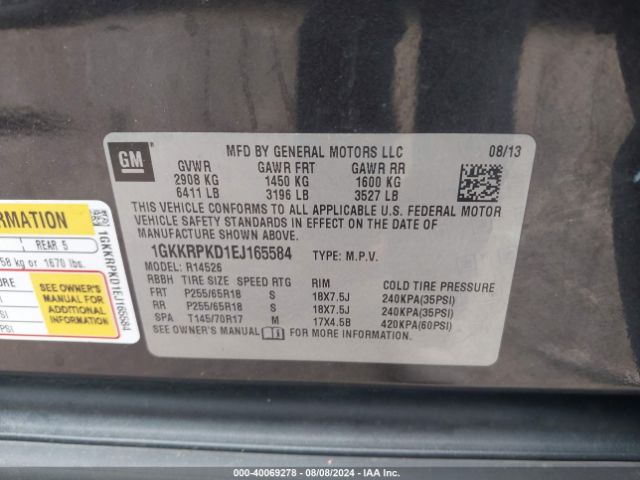 1GKKRPKD1EJ165584 GMC ACADIA SLE