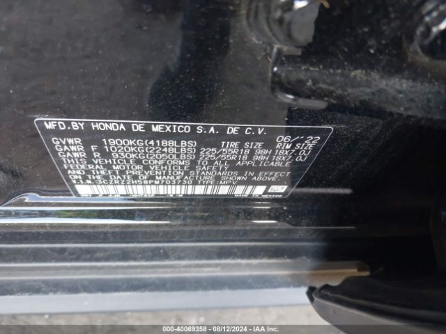 3CZRZ2H58PM703730 Honda Hr-v Awd Sport