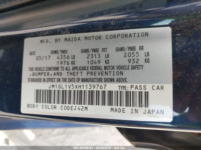 JM1GL1V5XH1139767 Mazda Mazda6 Touring