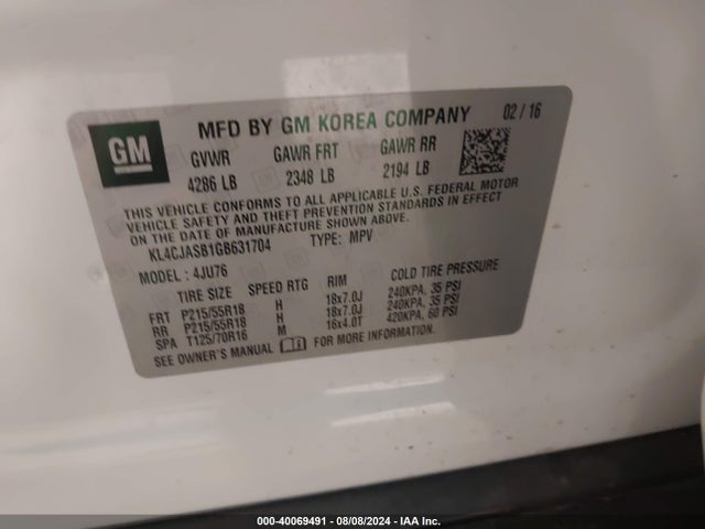 KL4CJASB1GB631704 Buick Encore