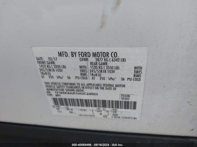 1FM5K8AR1HGC24503 Ford Utility Police Interceptor