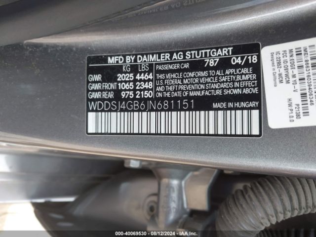 WDDSJ4GB6JN681151 Mercedes-Benz CLA 250 4MATIC