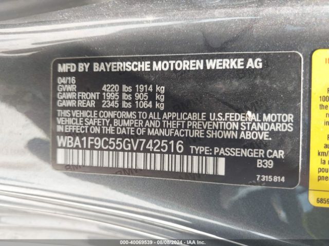 WBA1F9C55GV742516 BMW 228I