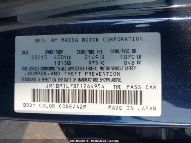 JM1BM1L78F1264954 Mazda Mazda3 I Touring