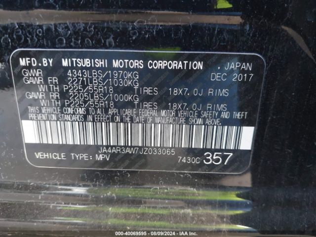 JA4AR3AW7JZ033065 Mitsubishi Outlander Sport 2.4 Se