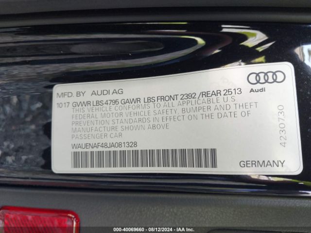 WAUENAF48JA081328 Audi A4 2.0t Premium/2.0t Tech Premium