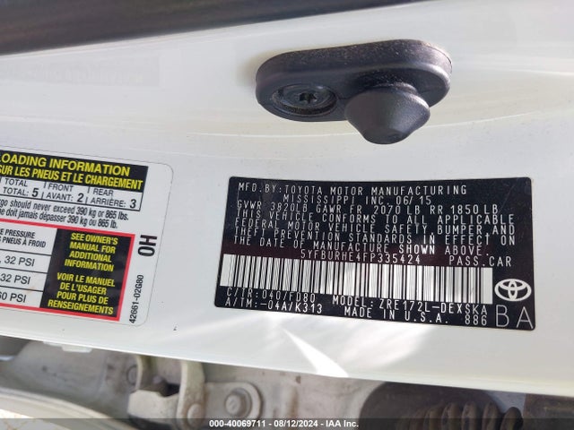 Toyota Corolla S Plus 2015 5YFBURHE4FP335424 Image 9